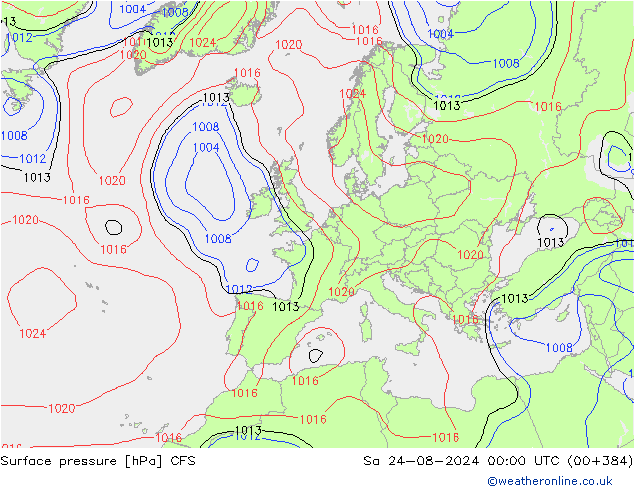 地面气压 CFS 星期六 24.08.2024 00 UTC