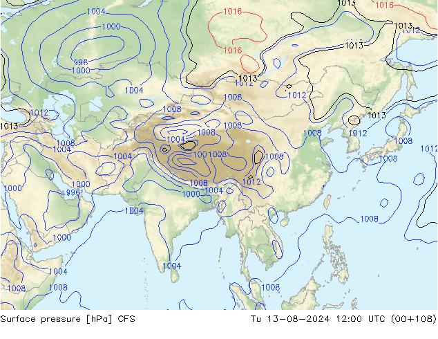 Luchtdruk (Grond) CFS di 13.08.2024 12 UTC