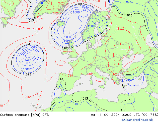 Luchtdruk (Grond) CFS wo 11.09.2024 00 UTC