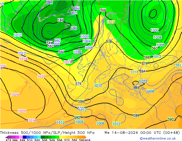 Thck 500-1000hPa CFS 星期三 14.08.2024 00 UTC