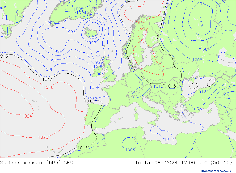 Luchtdruk (Grond) CFS di 13.08.2024 12 UTC