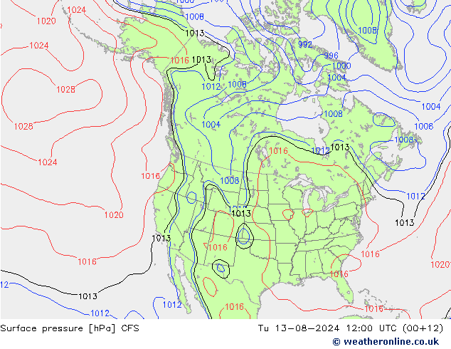 Luchtdruk (Grond) CFS di 13.08.2024 12 UTC