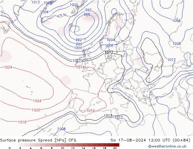 Luchtdruk op zeeniveau Spread CFS za 17.08.2024 12 UTC