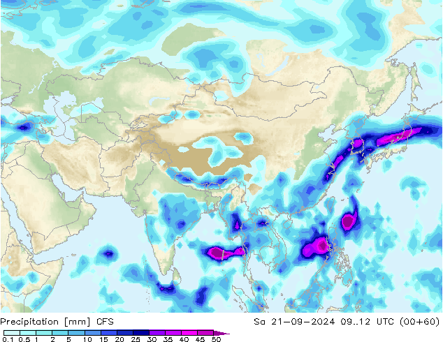 Precipitation CFS Sa 21.09.2024 12 UTC