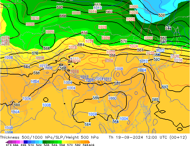 Thck 500-1000hPa CFS gio 19.09.2024 12 UTC