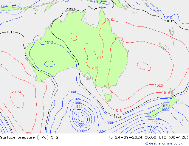 Atmosférický tlak CFS Út 24.09.2024 00 UTC