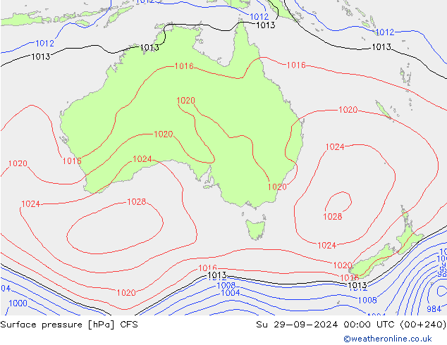 Pressione al suolo CFS dom 29.09.2024 00 UTC