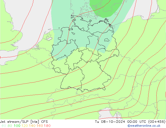 Jet stream/SLP CFS Út 08.10.2024 00 UTC