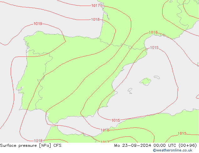 Surface pressure CFS Mo 23.09.2024 00 UTC