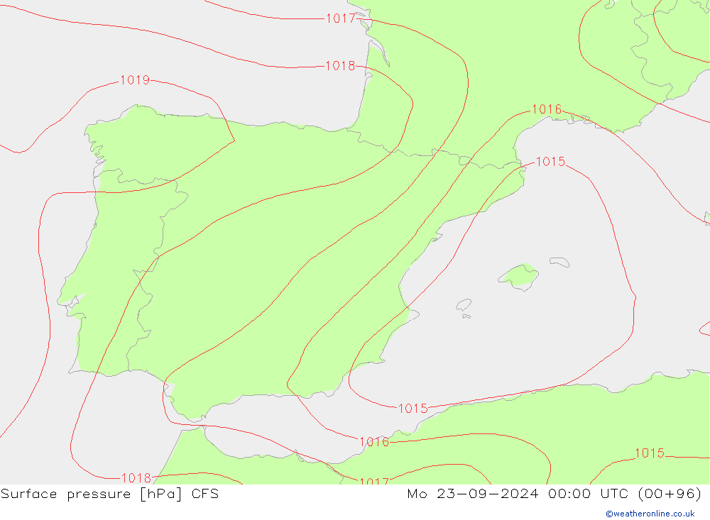 Surface pressure CFS Mo 23.09.2024 00 UTC