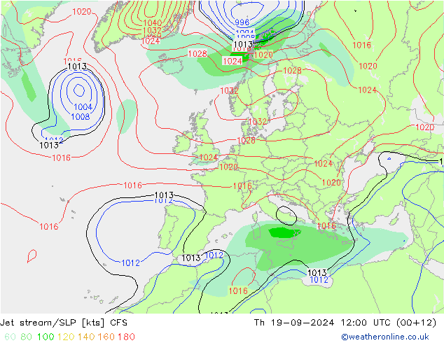 Corriente en chorro CFS jue 19.09.2024 12 UTC