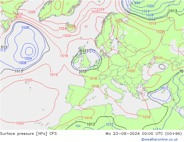 Surface pressure CFS Mo 23.09.2024 00 UTC