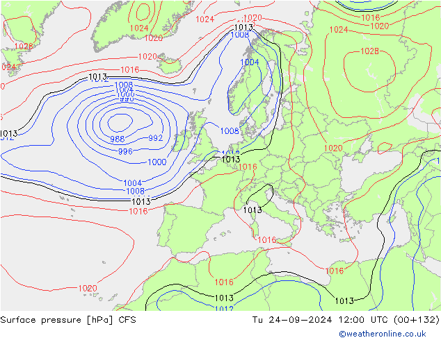 Surface pressure CFS Tu 24.09.2024 12 UTC