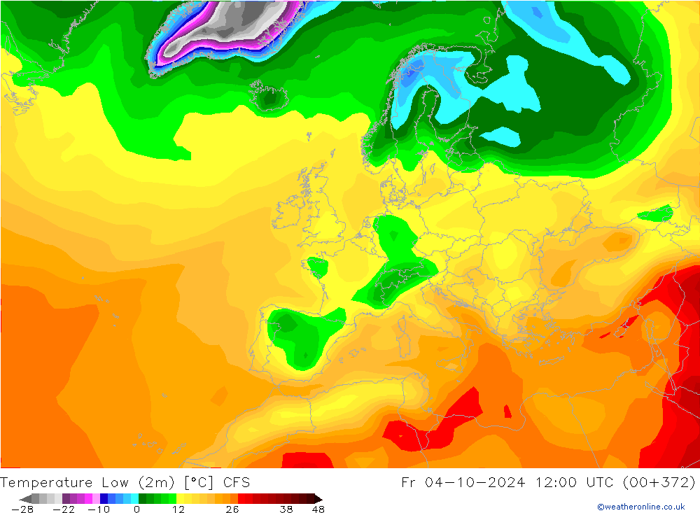 Temperature Low (2m) CFS Fr 04.10.2024 12 UTC