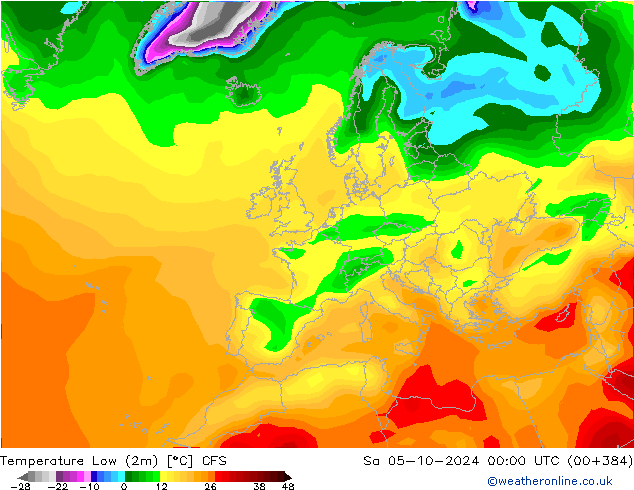 Tiefstwerte (2m) CFS Sa 05.10.2024 00 UTC