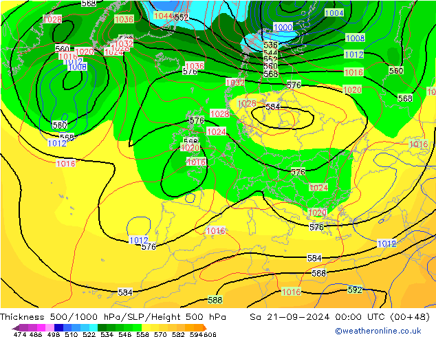 Thck 500-1000hPa CFS  21.09.2024 00 UTC