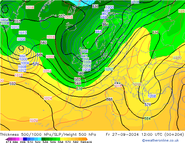 Thck 500-1000hPa CFS Fr 27.09.2024 12 UTC