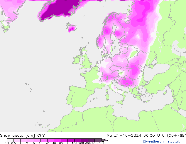 Toplam Kar CFS Pzt 21.10.2024 00 UTC