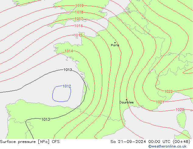 Surface pressure CFS Sa 21.09.2024 00 UTC