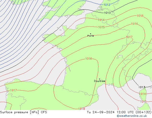 Atmosférický tlak CFS Út 24.09.2024 12 UTC