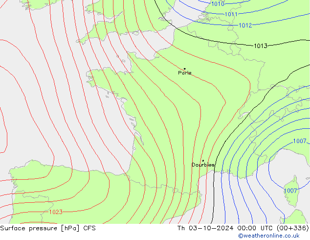 Surface pressure CFS Th 03.10.2024 00 UTC