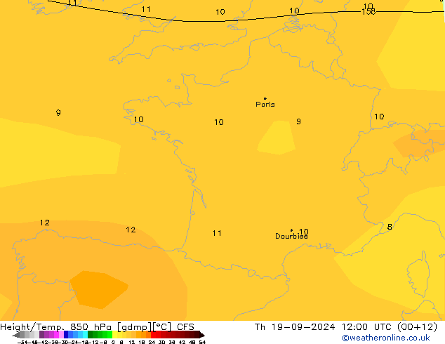 Height/Temp. 850 hPa CFS Th 19.09.2024 12 UTC