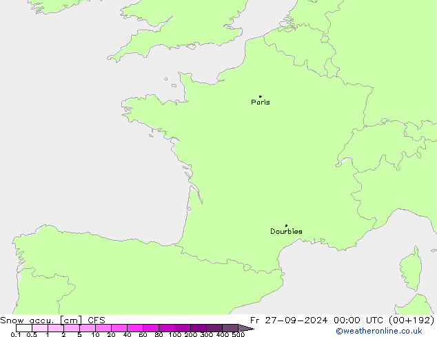 Snow accu. CFS Fr 27.09.2024 00 UTC