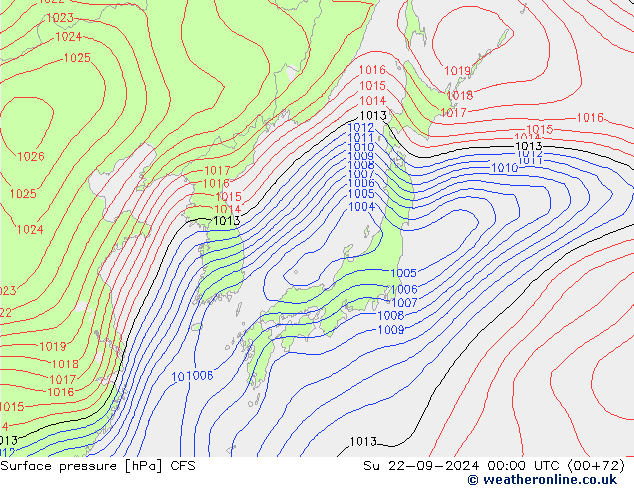 Luchtdruk (Grond) CFS zo 22.09.2024 00 UTC