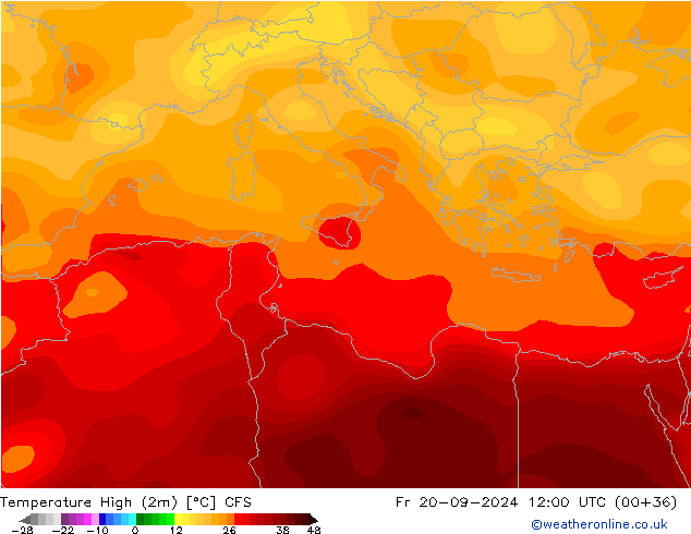 temperatura máx. (2m) CFS Sex 20.09.2024 12 UTC