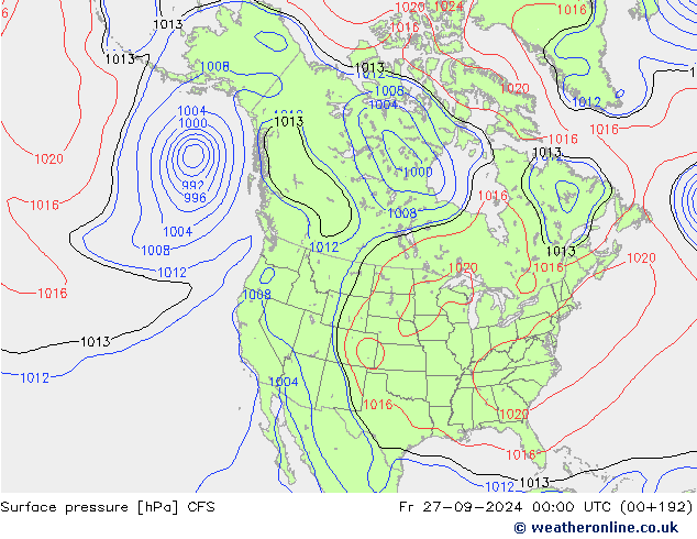 Surface pressure CFS Fr 27.09.2024 00 UTC