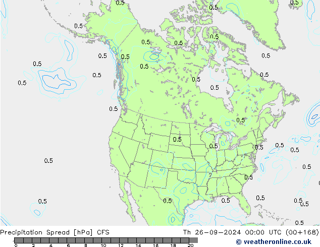 Srážky Spread CFS Čt 26.09.2024 00 UTC