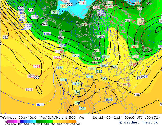 Schichtdicke 500-1000 hPa CFS So 22.09.2024 00 UTC