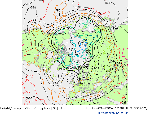 Height/Temp. 500 гПа CFS чт 19.09.2024 12 UTC