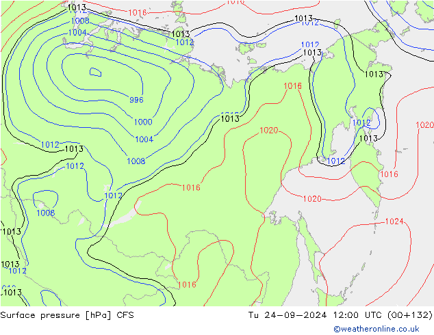 Surface pressure CFS Tu 24.09.2024 12 UTC