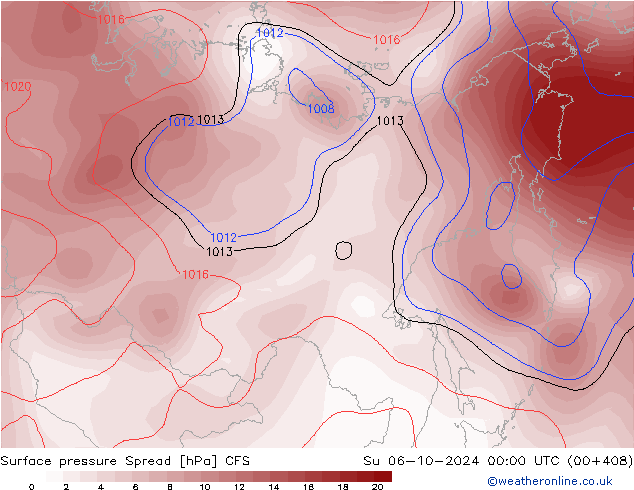 Presión superficial Spread CFS dom 06.10.2024 00 UTC