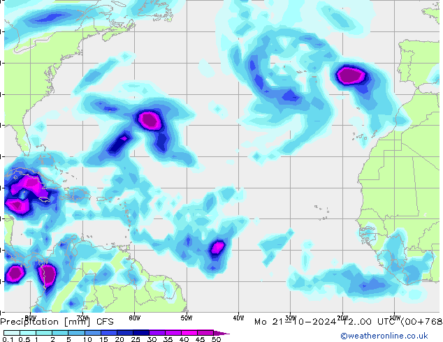 Précipitation CFS lun 21.10.2024 00 UTC