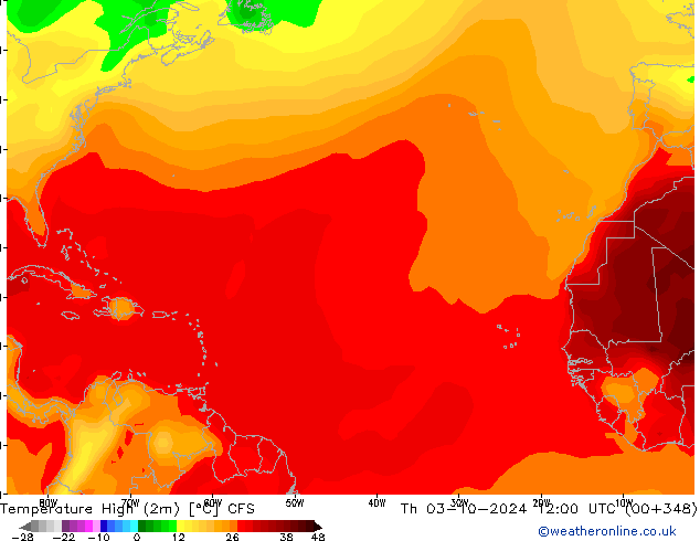 Temperature High (2m) CFS Th 03.10.2024 12 UTC