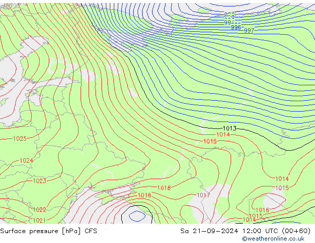 Atmosférický tlak CFS So 21.09.2024 12 UTC