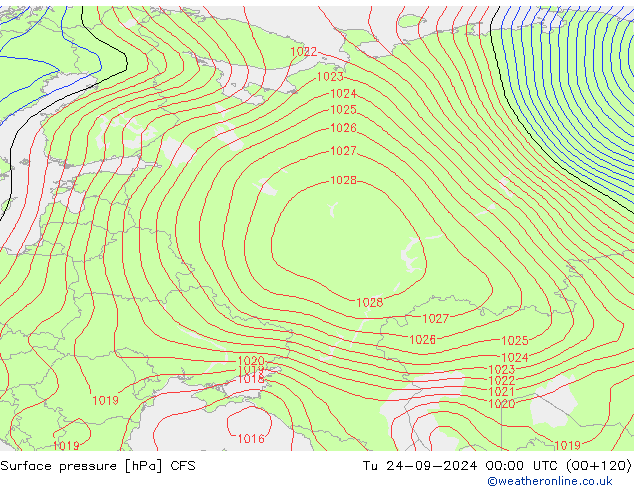 Surface pressure CFS Tu 24.09.2024 00 UTC