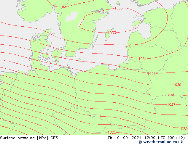 Pressione al suolo CFS gio 19.09.2024 12 UTC