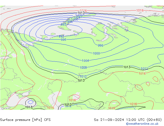 Surface pressure CFS Sa 21.09.2024 12 UTC