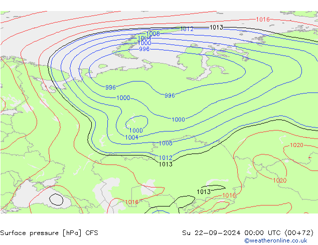 Surface pressure CFS Su 22.09.2024 00 UTC