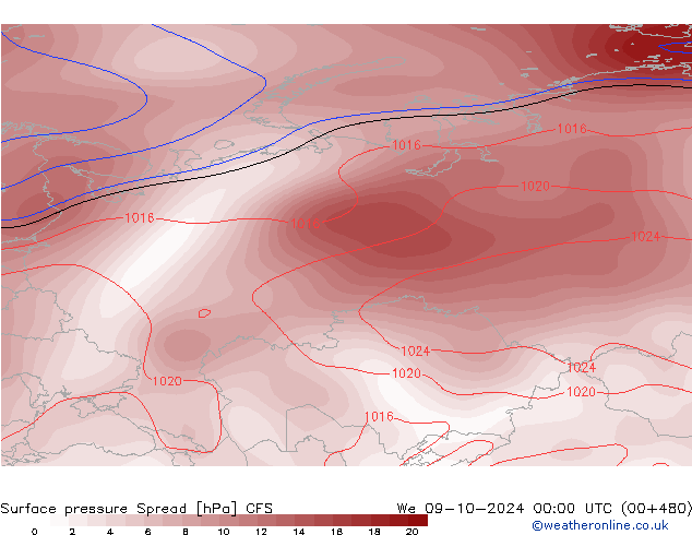 pression de l'air Spread CFS mer 09.10.2024 00 UTC