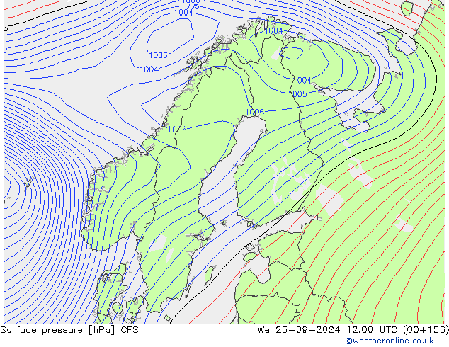 Surface pressure CFS We 25.09.2024 12 UTC