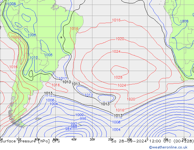 Surface pressure CFS Sa 28.09.2024 12 UTC