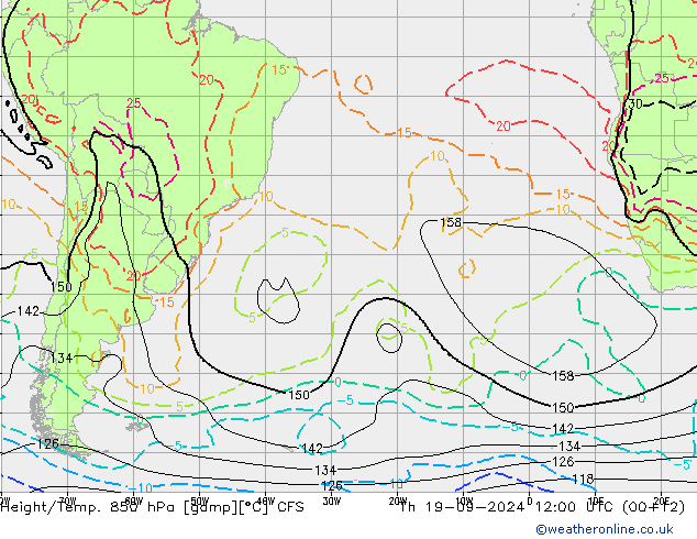 Hoogte/Temp. 850 hPa CFS do 19.09.2024 12 UTC