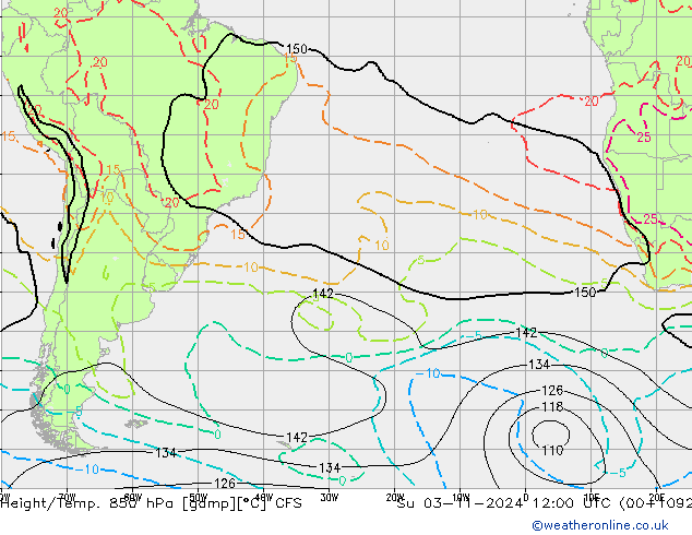 Height/Temp. 850 hPa CFS Su 03.11.2024 12 UTC