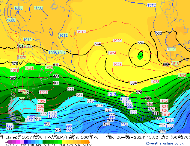 Schichtdicke 500-1000 hPa CFS Mo 30.09.2024 12 UTC