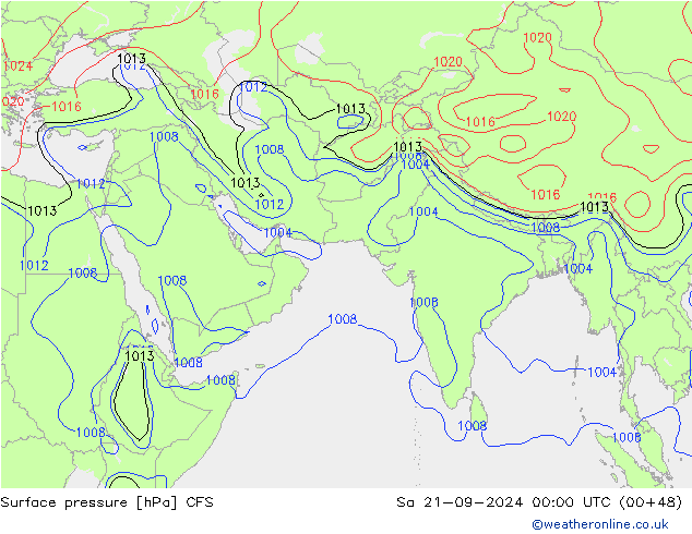 Surface pressure CFS Sa 21.09.2024 00 UTC