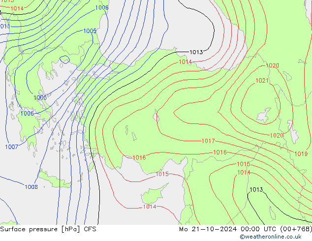 Presión superficial CFS lun 21.10.2024 00 UTC